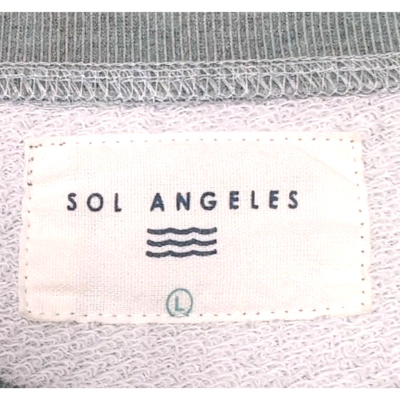 Sol Angeles Fleece Top Mens L Green Ivory Drip Dye Pullover Crew Sweatshirt USA - Picture 7 of 16